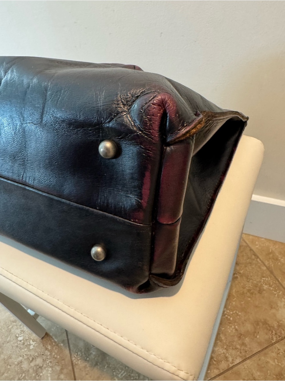 Patricia Nash Dark Burgundy Tooled Cut Out Cavo Leather Tote Bag - Picture 7 of 9